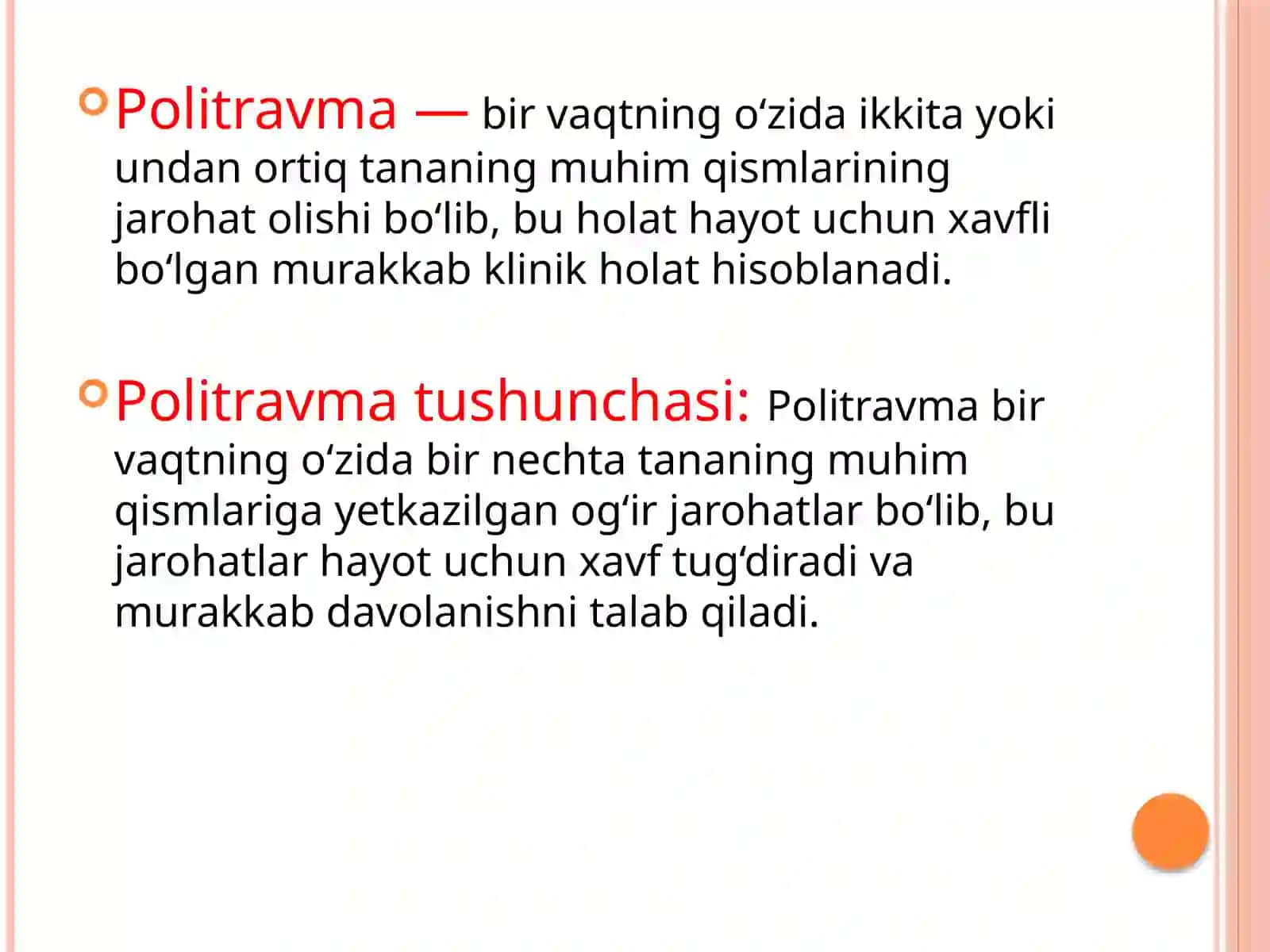 Politravma va travmatik shok 2