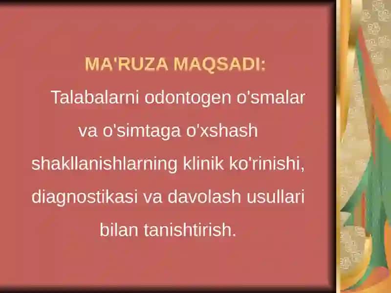 ODONTOGEN SHISHILAR VAJAGLARNING EPITELIAL KİSTLARI 2