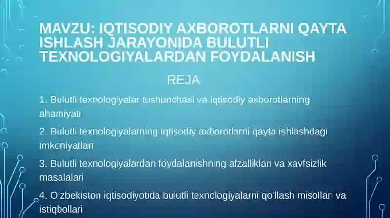 Bulutli texnologiyalardan foydalanishning afzalliklari va xavfsizlik masalalari 2