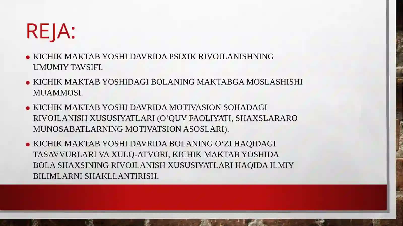 Kichik maktab yoshi davrida psixik rivojlanish xususiyatlari 2