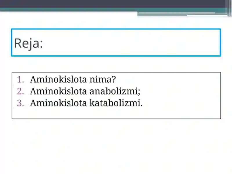 Aminokislota metabolizmining umumiy yo’llari. 2