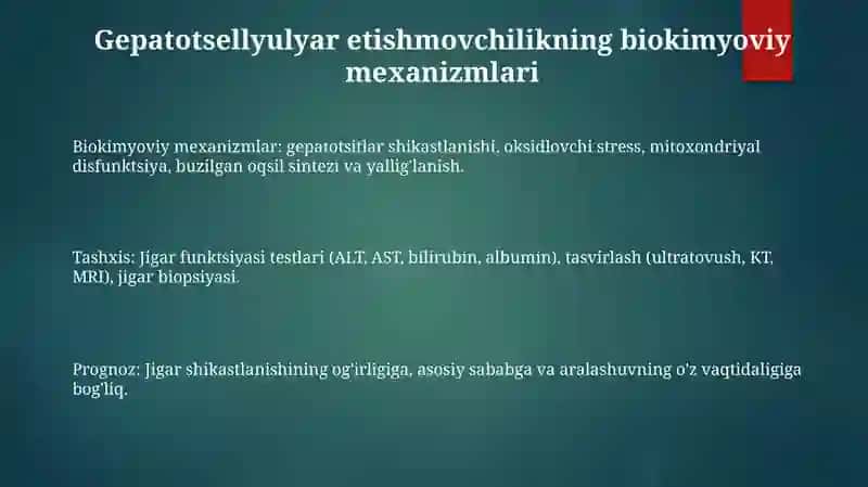 Jigar-Hujayra Yetishmovchiligi Va Jigar Komasi Vujudga Kelishining Biokimyoviy Mexanizmlari Va Tashxisi 2