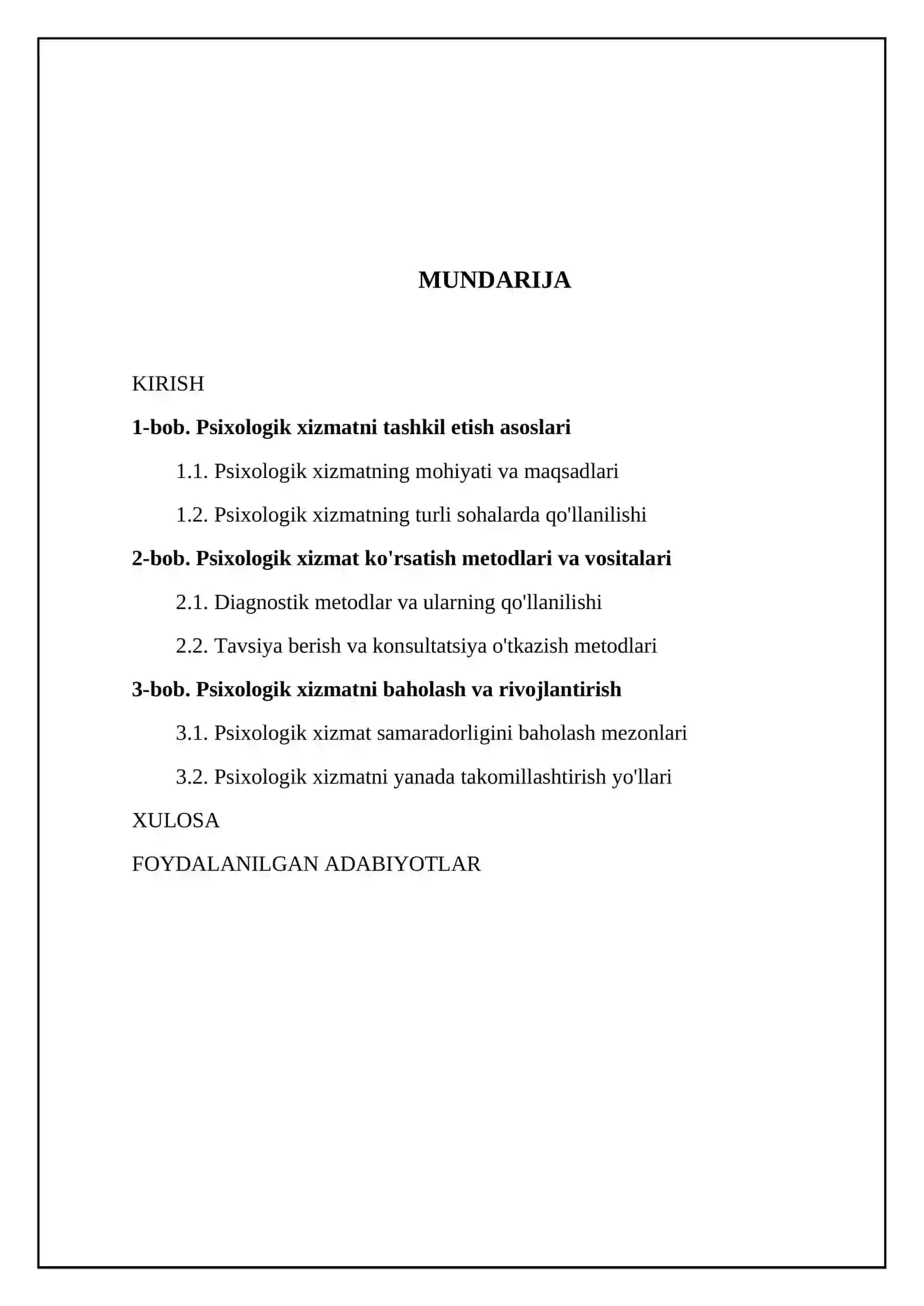 Psixologik xizmatni o'qitish metodikasi 2