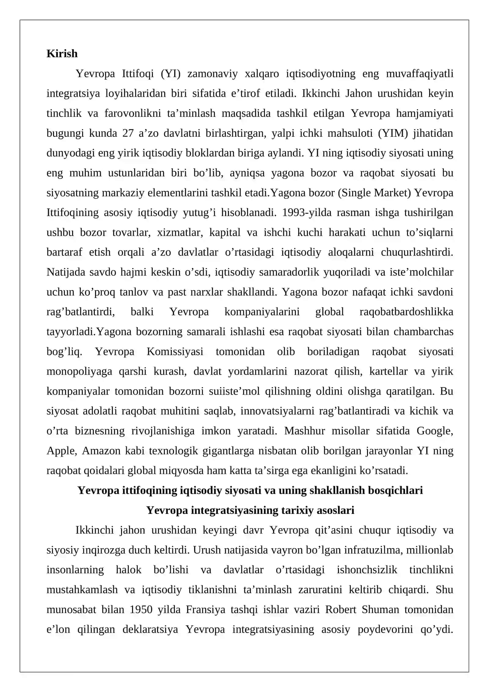 Yevropa Ittifoqining iqtisodiy siyosati 2