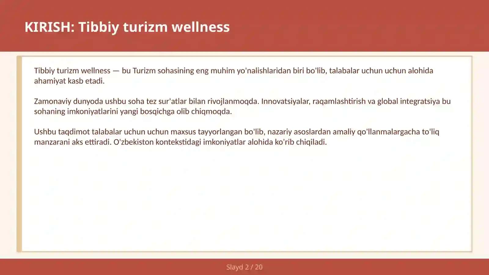 Tibbiy turizm wellness 2