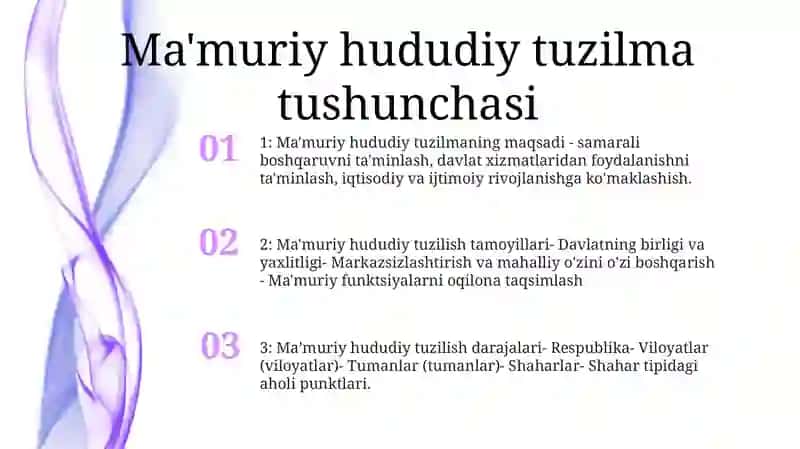 O'Zbekiston Respublikasining Ma'Muriy Hududiy Tuzilishi 2