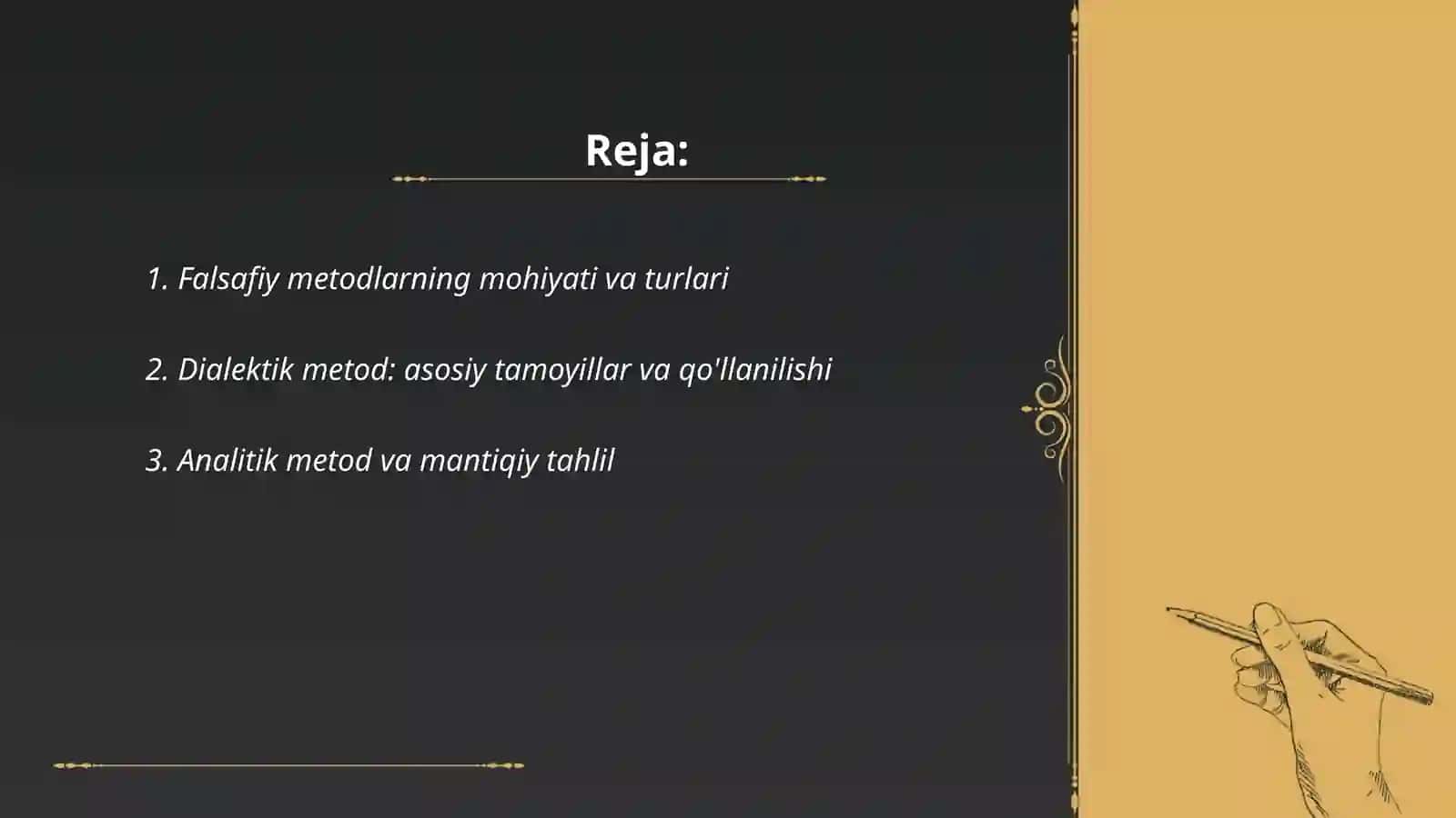 Falsafaning metod, qonun va kategoriyalari 2