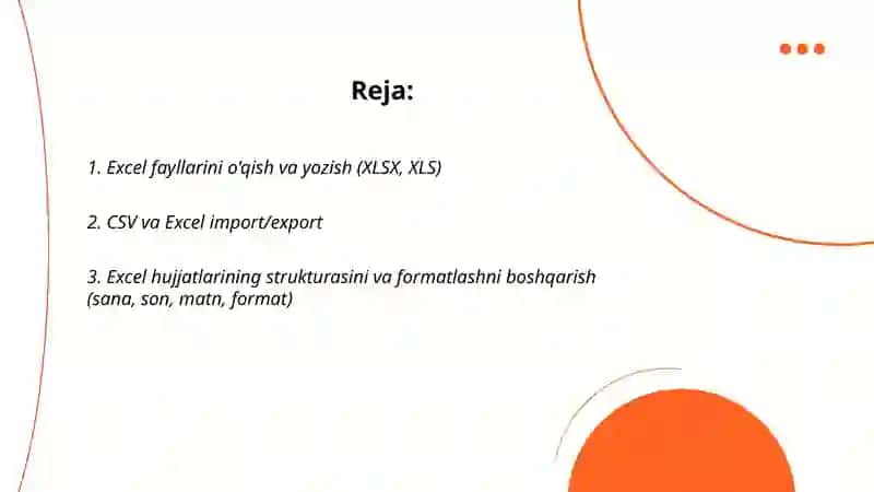 Excel Fayllari bilan Ishlash Dasturini Yaratish 2