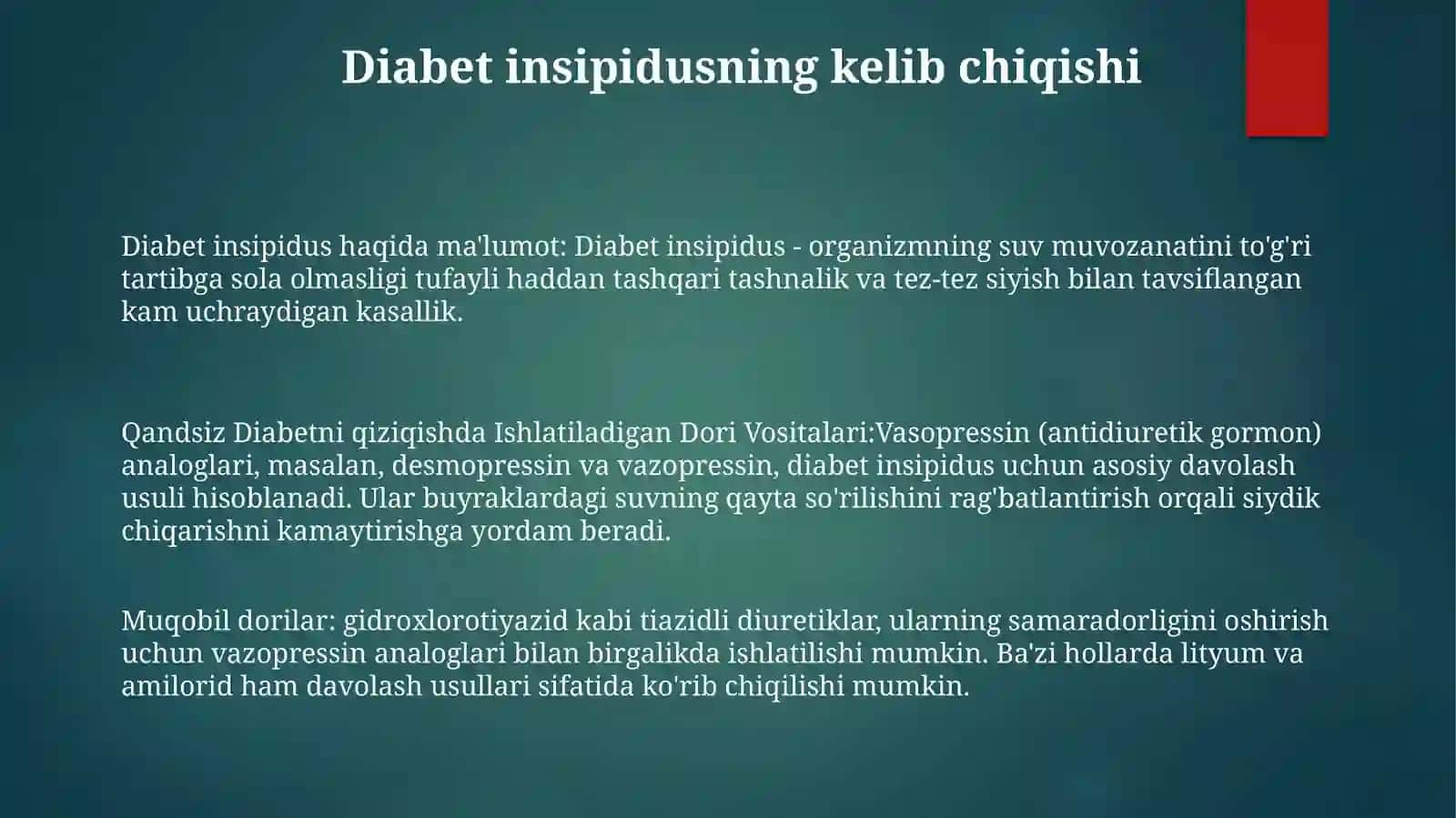 Qandsiz Diabetni Davolashda IshlatiladiganDoriVositalari 2