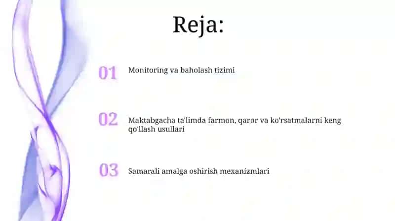 Maktabgacha talimga doir farmon, qaror va farmoyishlani sohaga keng tatbiq etish usullari 2