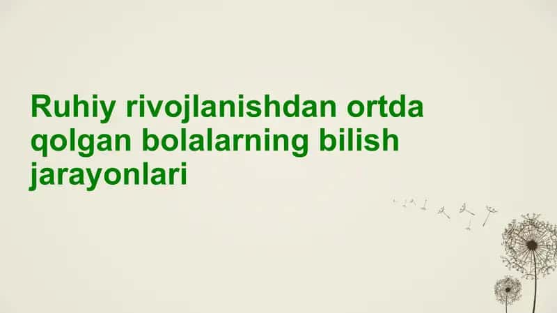Mustaqil ish - Ruhiy rivojlanishdan ortda qolgan bolalar bilish jarayonlari 2