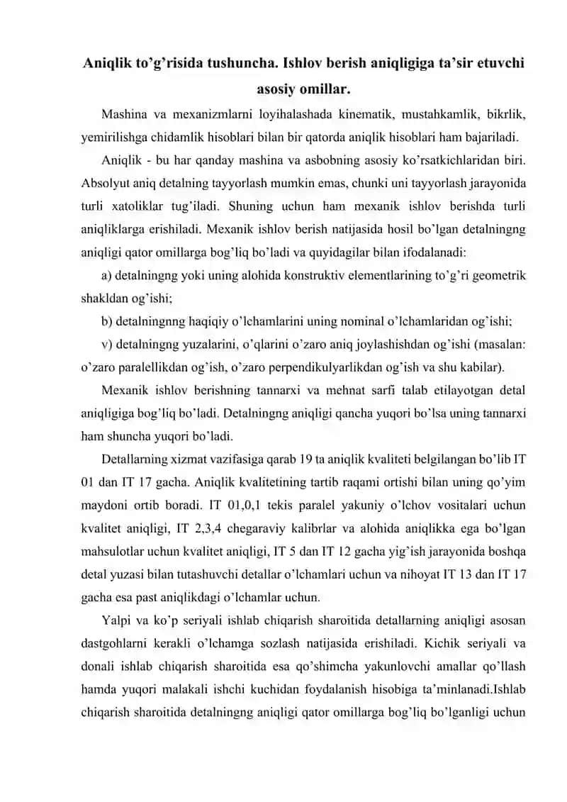 Aniqlik to’g’risida tushuncha 2