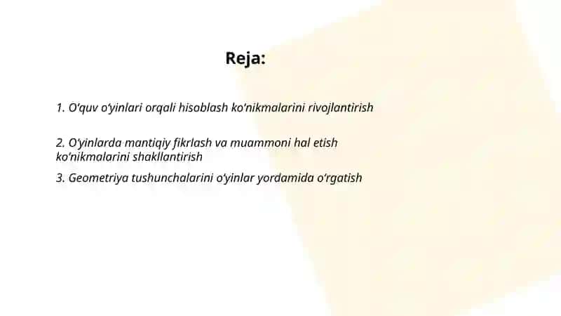 Matematik koʻnikmalarni shakllantirishda oʻquv oʻyinlaridan foydalanish 2