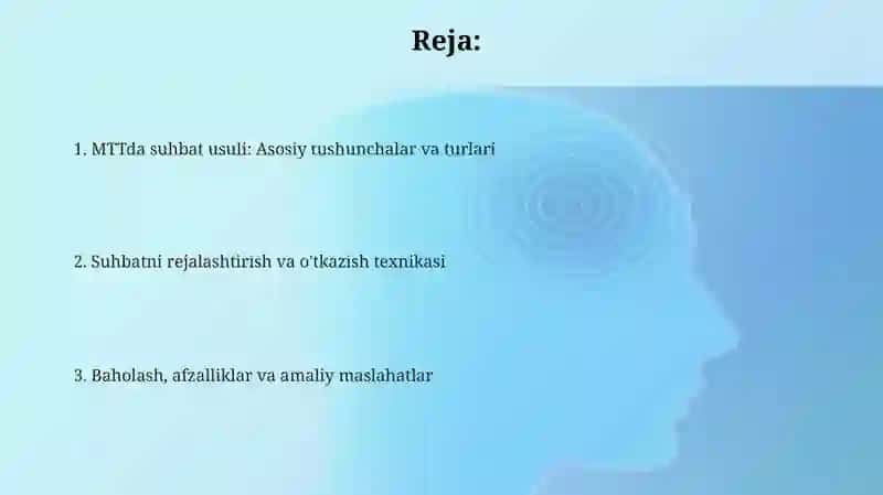 MTTda suhbat usuli 2