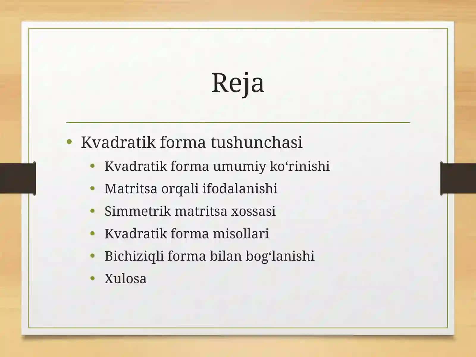 Kvadratik forma va uning matritsa ko‘rinishi 2