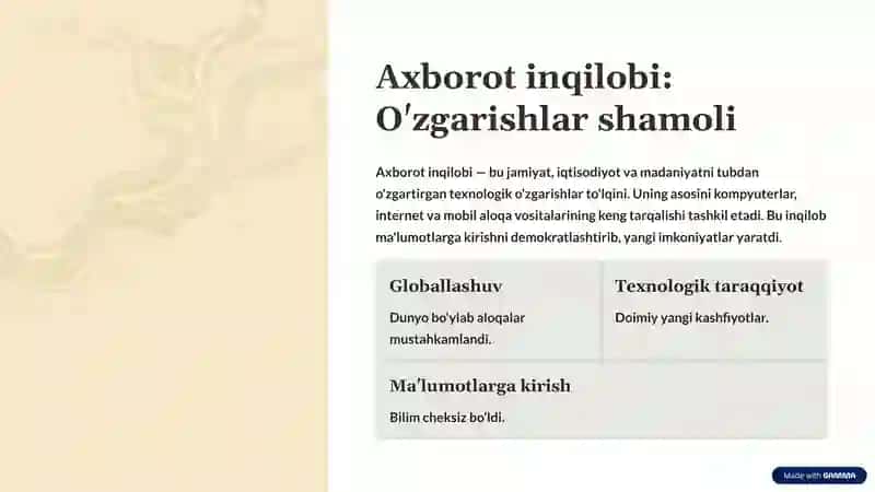 Axborot asriga kirish: Kelajak eshigi 2