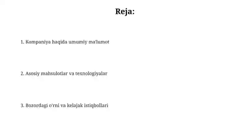 Kompaniya tarixi va umumiy tavsifi 2