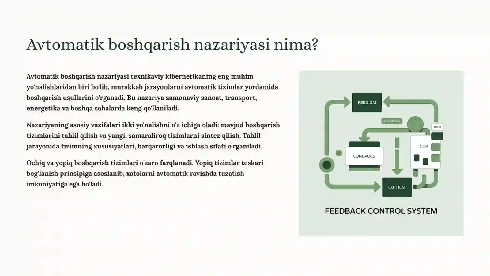 Avtomatik boshqarish nazariyasi 2