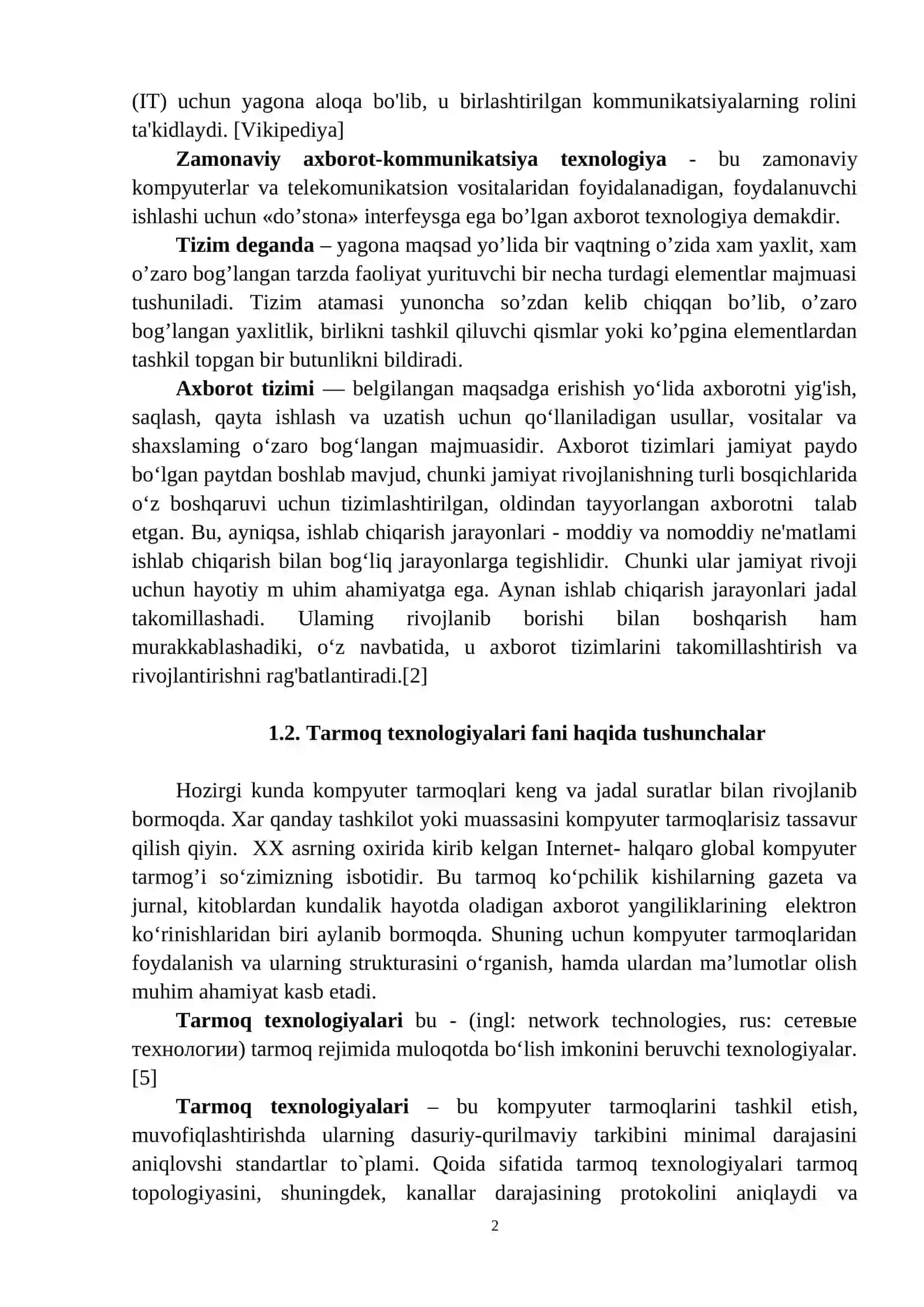 Modul. Kompyuter kommunikatsiya Texnologiyalari 2