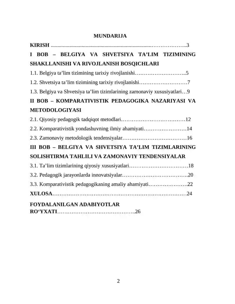 KOMPARATIVISTIK PEDAGOGIKA FANIDAN KURS ISHI 2
