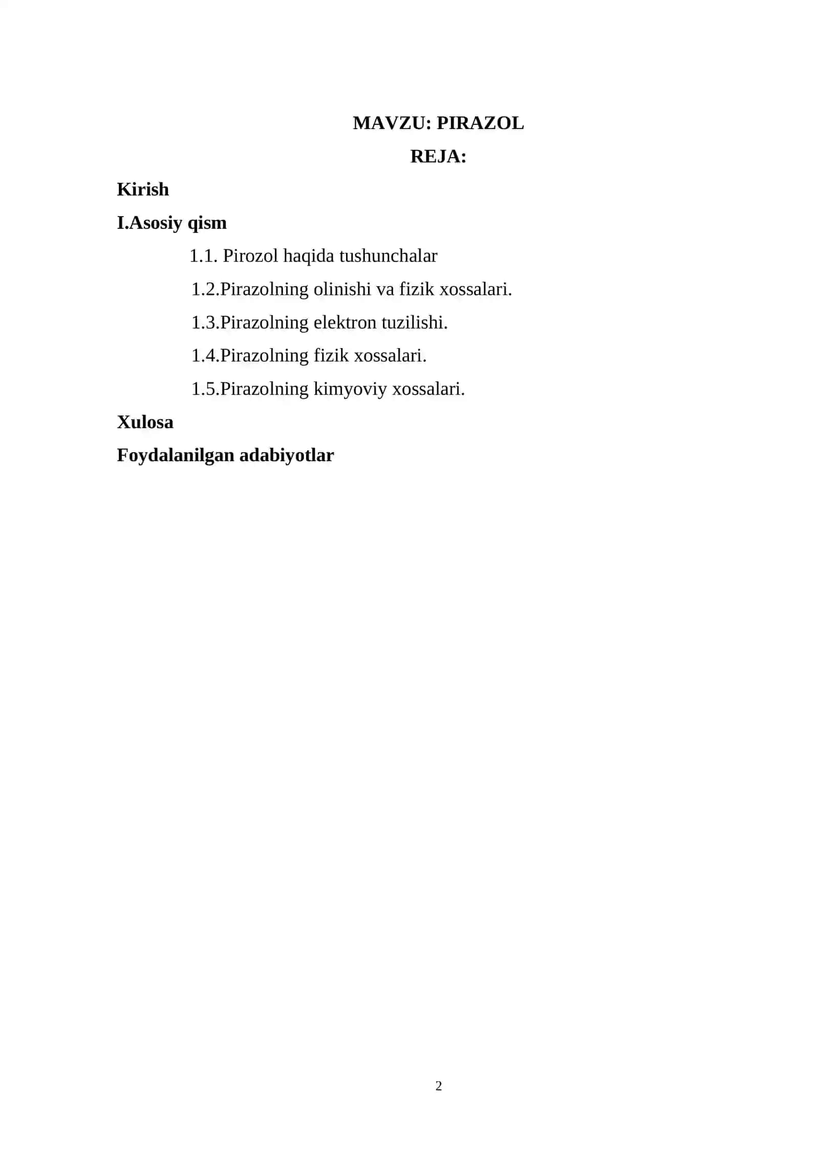 Kurs Ishi: Pirazol 2