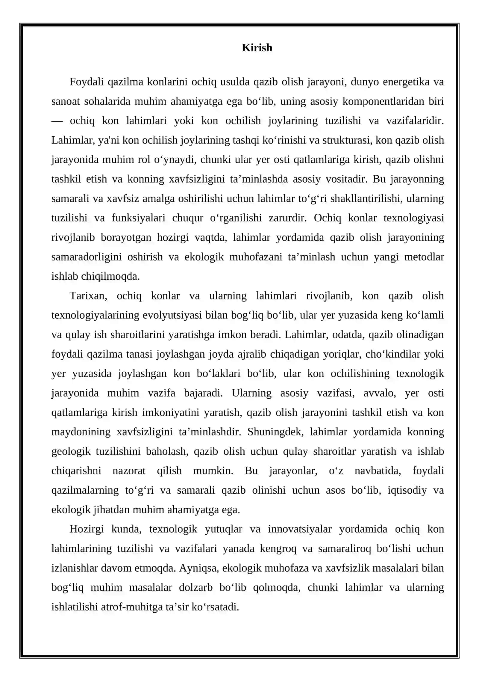 Ochiq kon lahimlari va ularning vazifalari 2