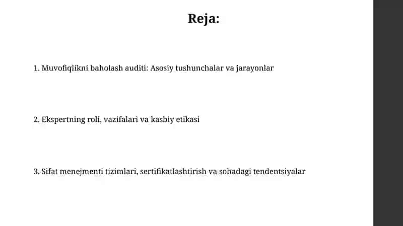 Muvofiqlikni baholash boʻyicha ekspert va auditlar 2
