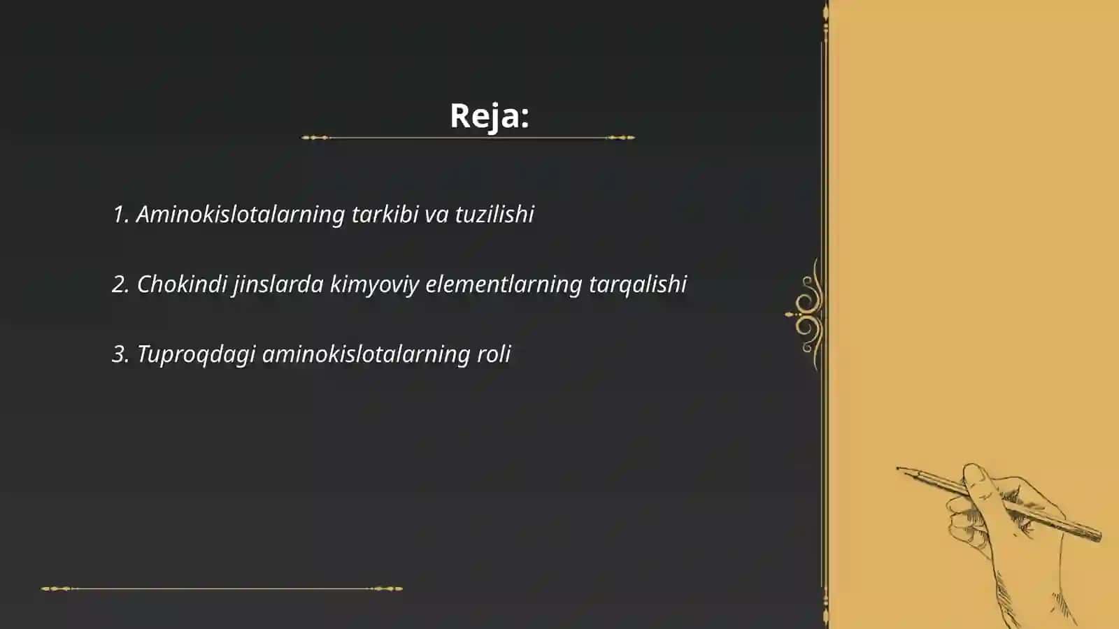 Chokindi jinslarda va tuproqlarda kimyoviy elementlar aminokislotalar tog‘risida 2