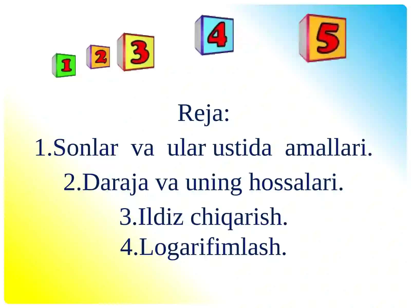 Haqiqiy sonlar to’plami.ULAR USTIDA AMALLAR.HAQIQIY SONNING MODULI 2