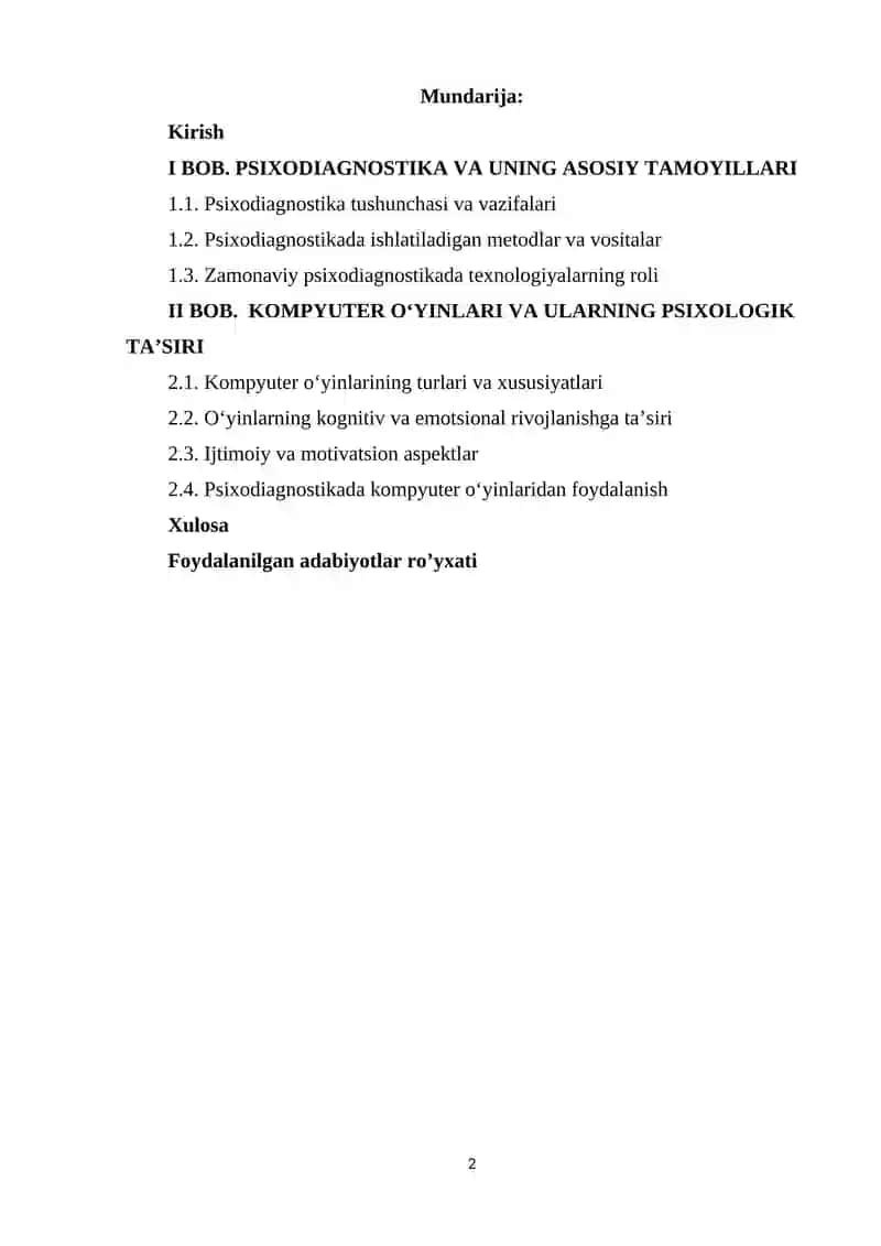 Psixodiagnostikada kompyuter o’yinlaridan foydalanishning ijobiy va salbiy tamonlari. 2