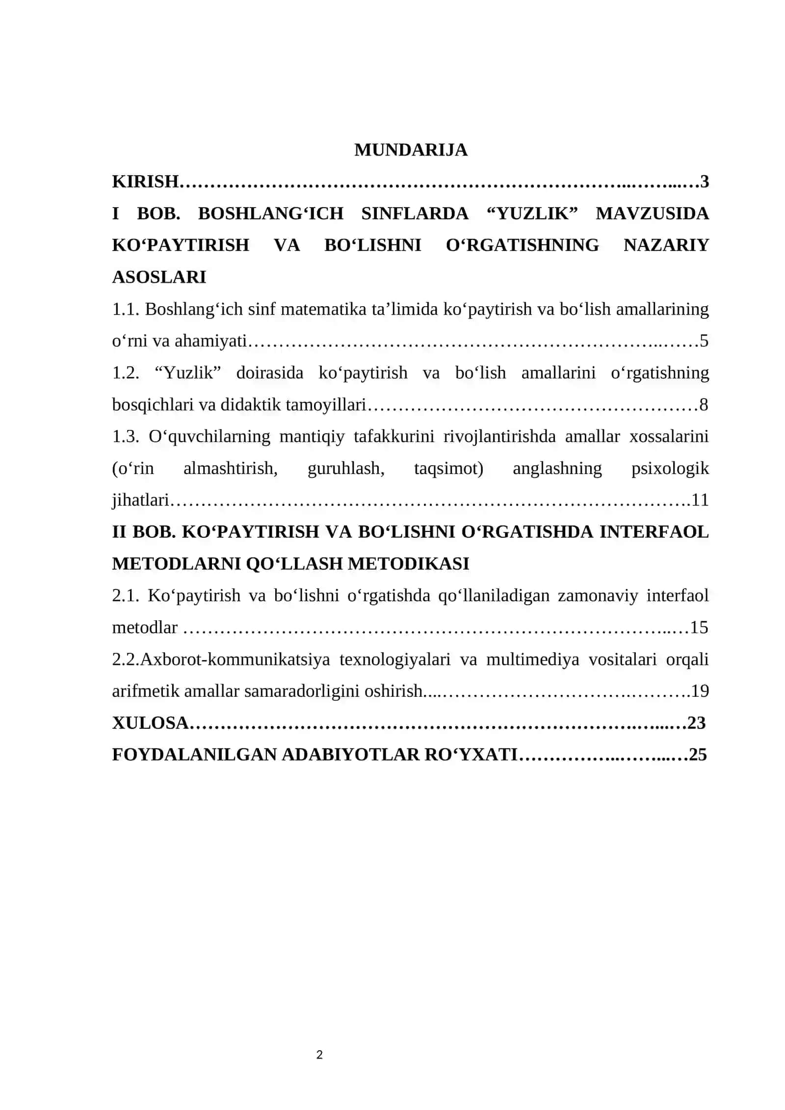 “Yuzlik” mavzusida sonlarni ko'paytirish va bo'lishni o'rgatishda interfaol metodlardan foydalanish 2