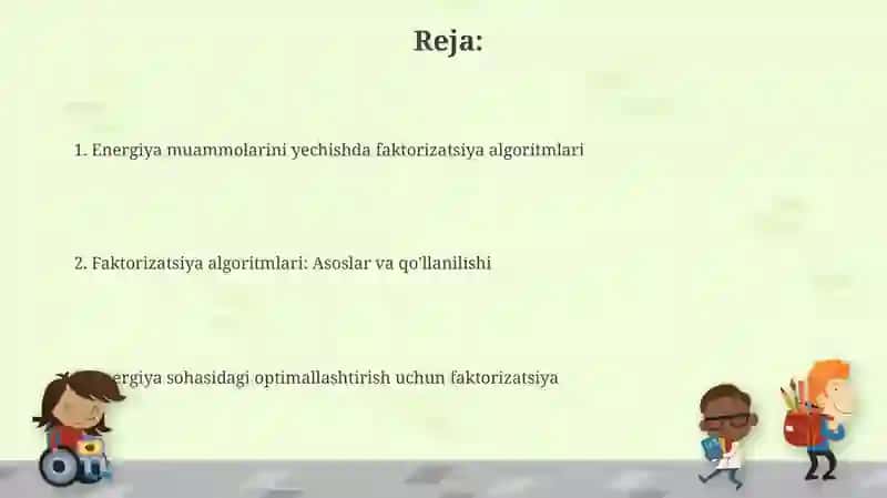 Faktorlanuvchi algoritmlar orqali energetik masalalarni yechish 2