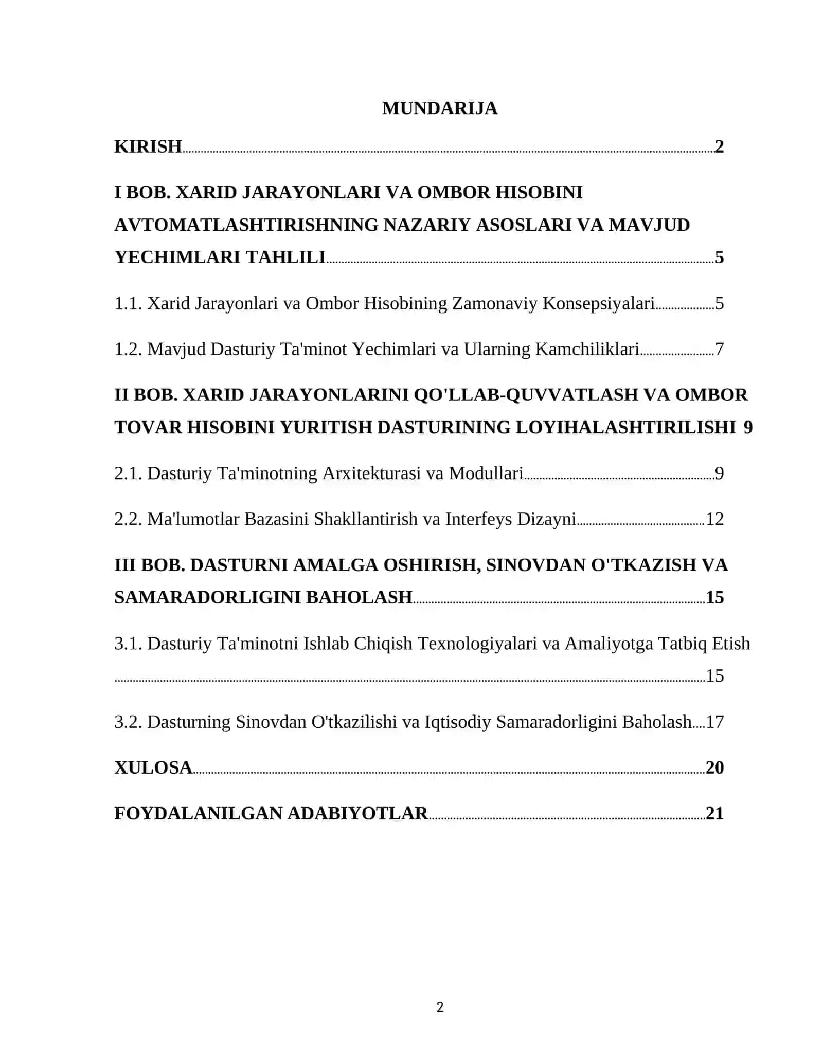 "XARID JAROYONLARINI QOLLAB QUVATLASH HAMDA OMBORDAGI TOVARLAR HISOBINI YURUTISH DASTURINI YARATISH" 2