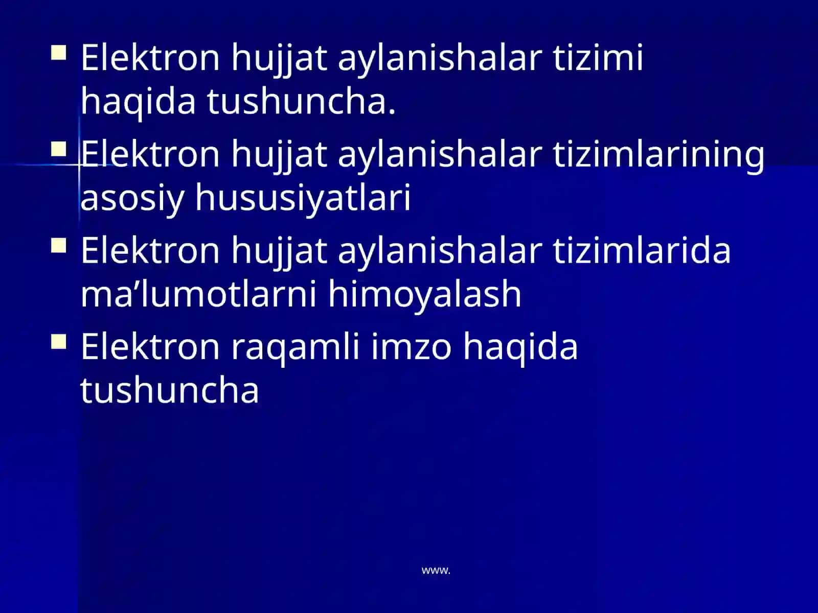 Elektron hujjat aylanishlar tizimi va raqamli imzo 2