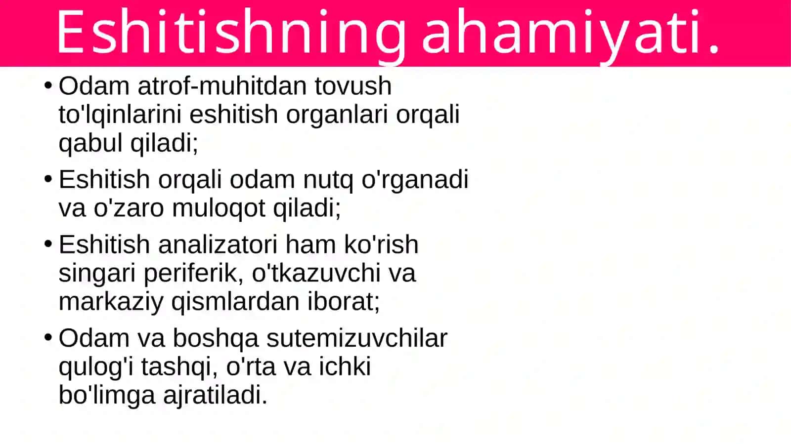 Eshitish organlarining tuzilishi, eshitish gigiyenasi 2