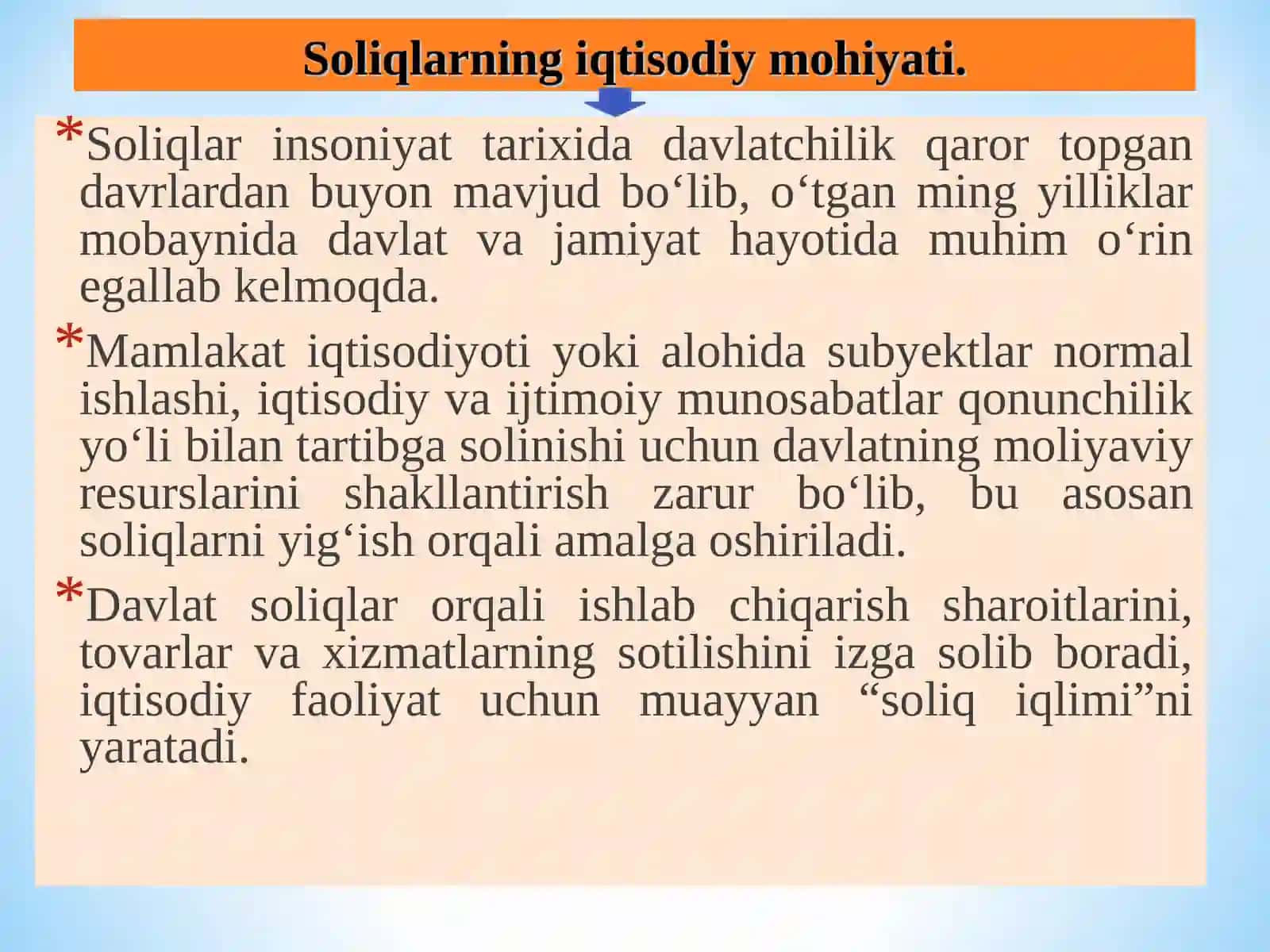 SOLIQLARNING IQTISODIY MOHIYATI VA OBYEKTIV ZARURLIGI 2