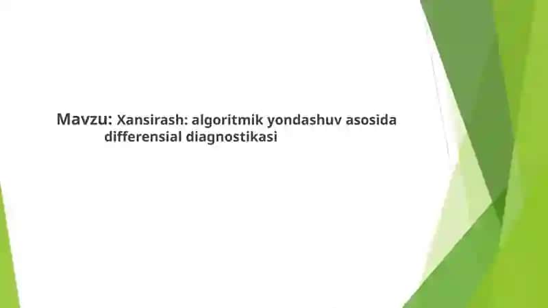 Xansirash: algoritmik yondashuv asosida differensial diagnostikasi 2