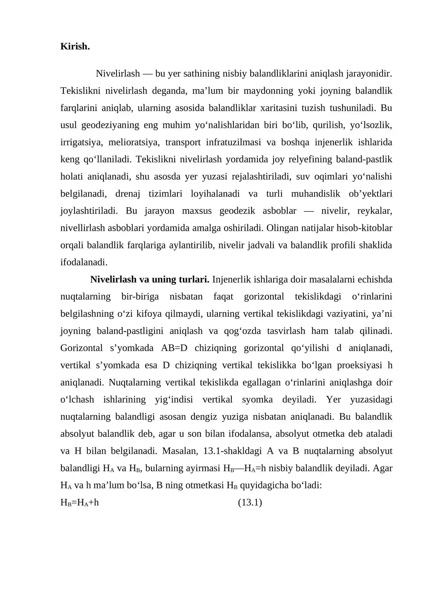 Tekislikni nivelirlash 2