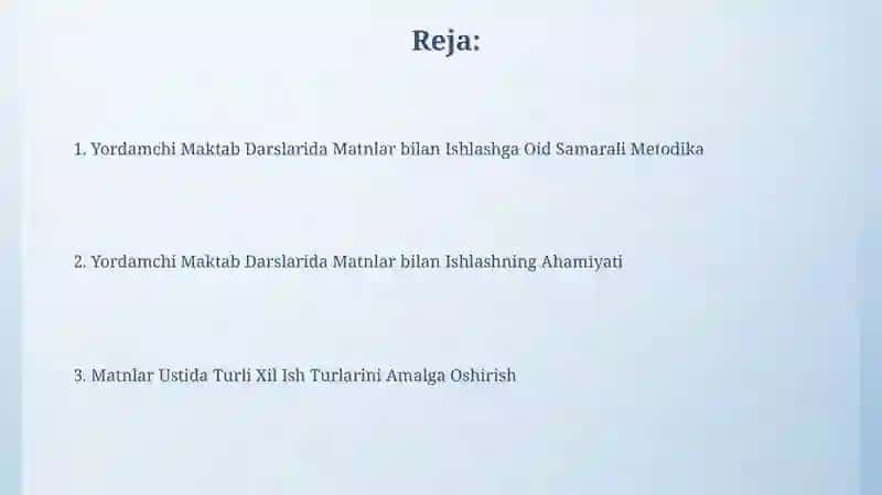 Yordamchi Maktab Darslarida Matnlar bilan Ishlashga Oid Samarali Metodika 2