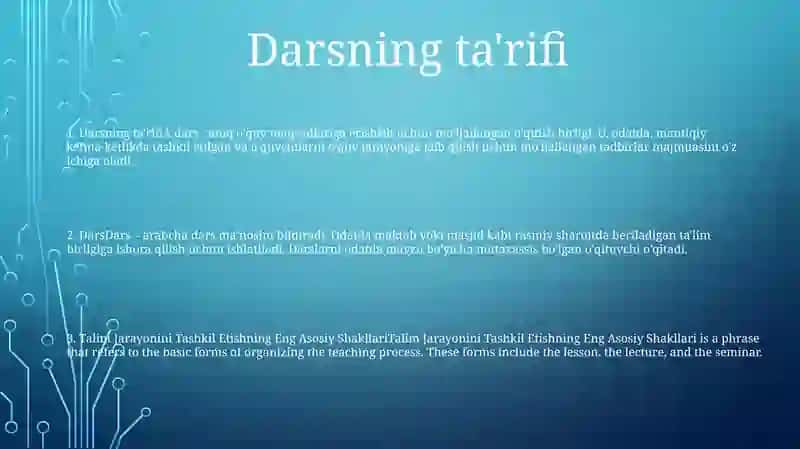 Dars -Talim Jarayonini Tashkil Etishning Eng Asosiy Shakllari 2