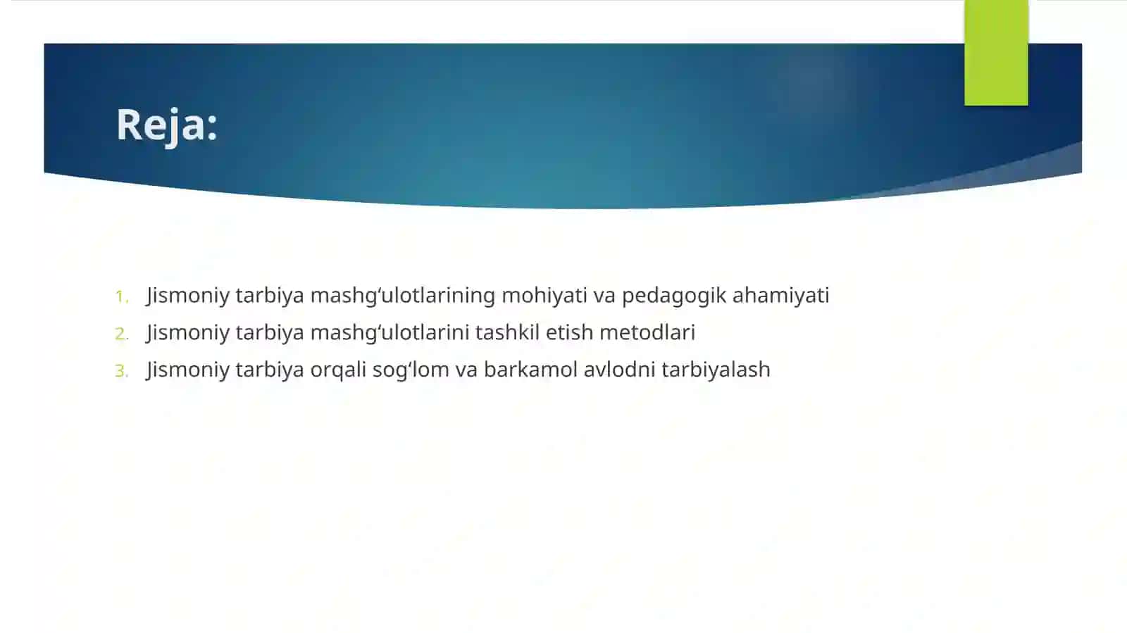 Jismoniy tarbiya mashg'ulotlarining pedagogik asoslari 2