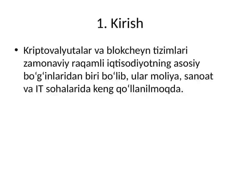 KRIPTOVALYUTALAR VA BLOKCHEYN TIZIMLARI 2