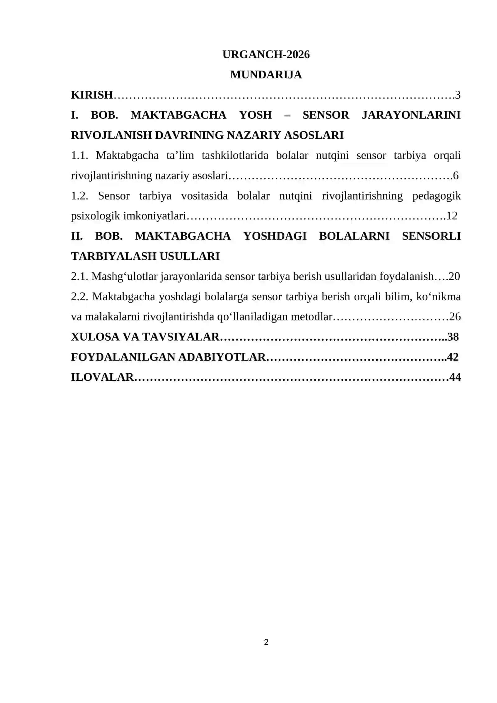 Maktabgacha yosh – sensor jarayonlarini rivojlanish davri 2