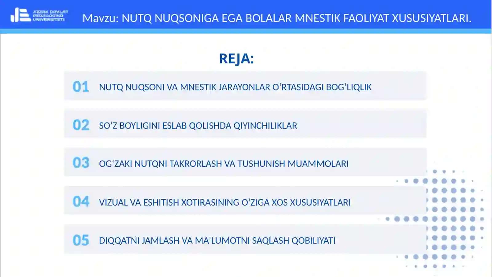 FAN: LOGOPSEXOLOGIYA VA PSIXOKARREKSIYA 2