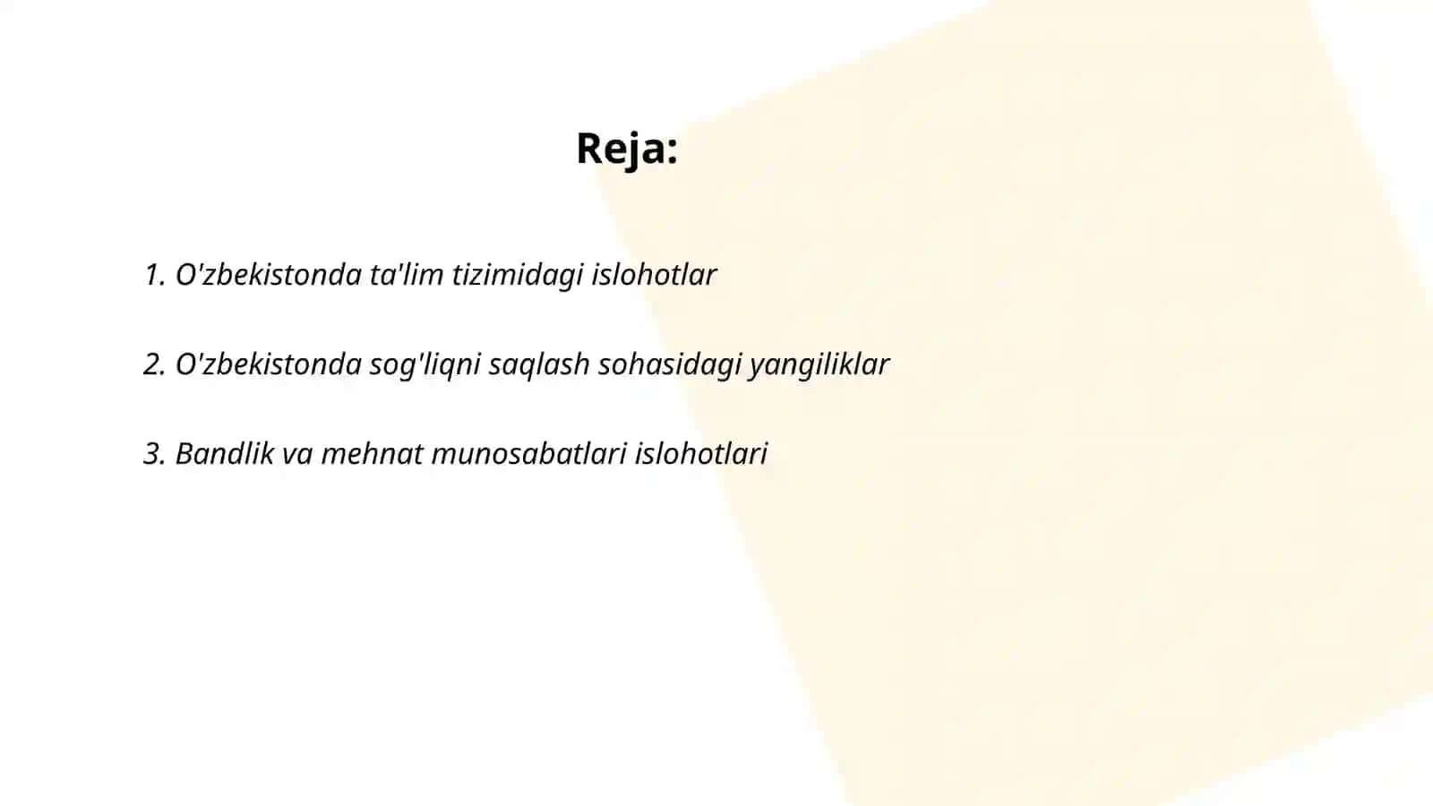 O'zbekistonda ta'lim tizimidagi islohotlar 2