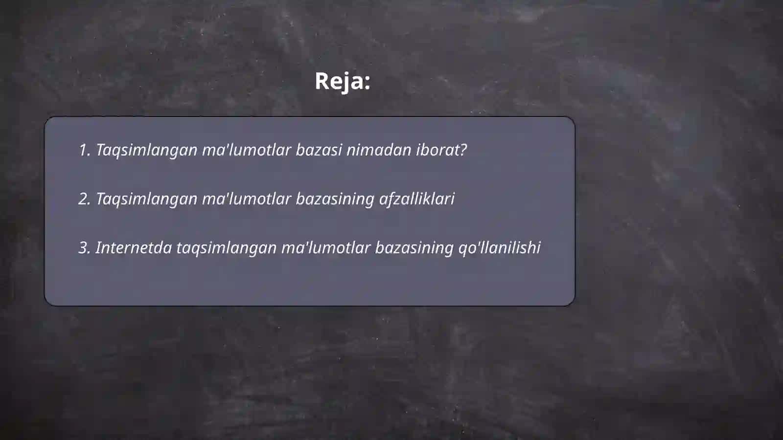 Taqsimlangan ma'lumotlar bazasi va Internet 2