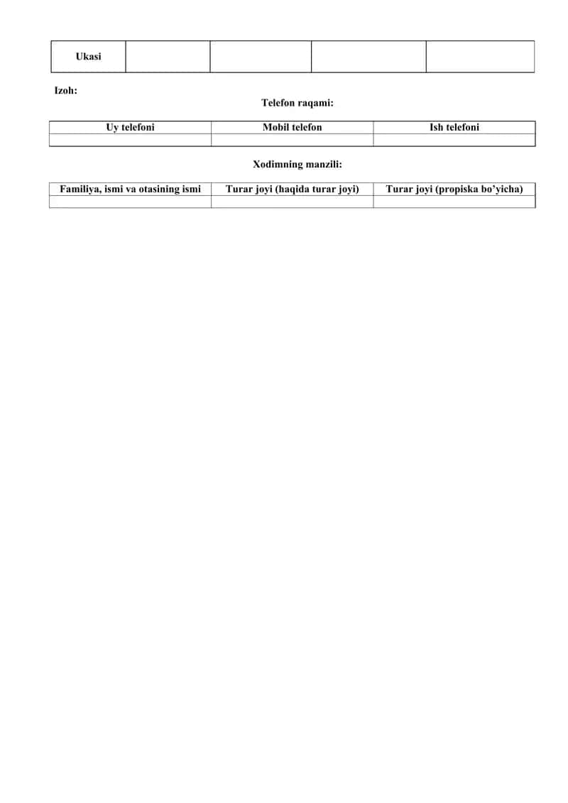 Ishga kirish uchun CV namuna 2