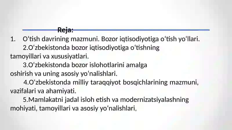 Bozormunosabatlariga o‘tishning milliy modeli: evolyutsiyasi, xususiyatlari va ustuvor yo‘nalishlari 2
