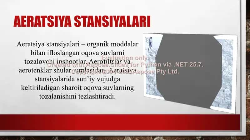 Suvni hidini yo'qotish aeratsiya 2