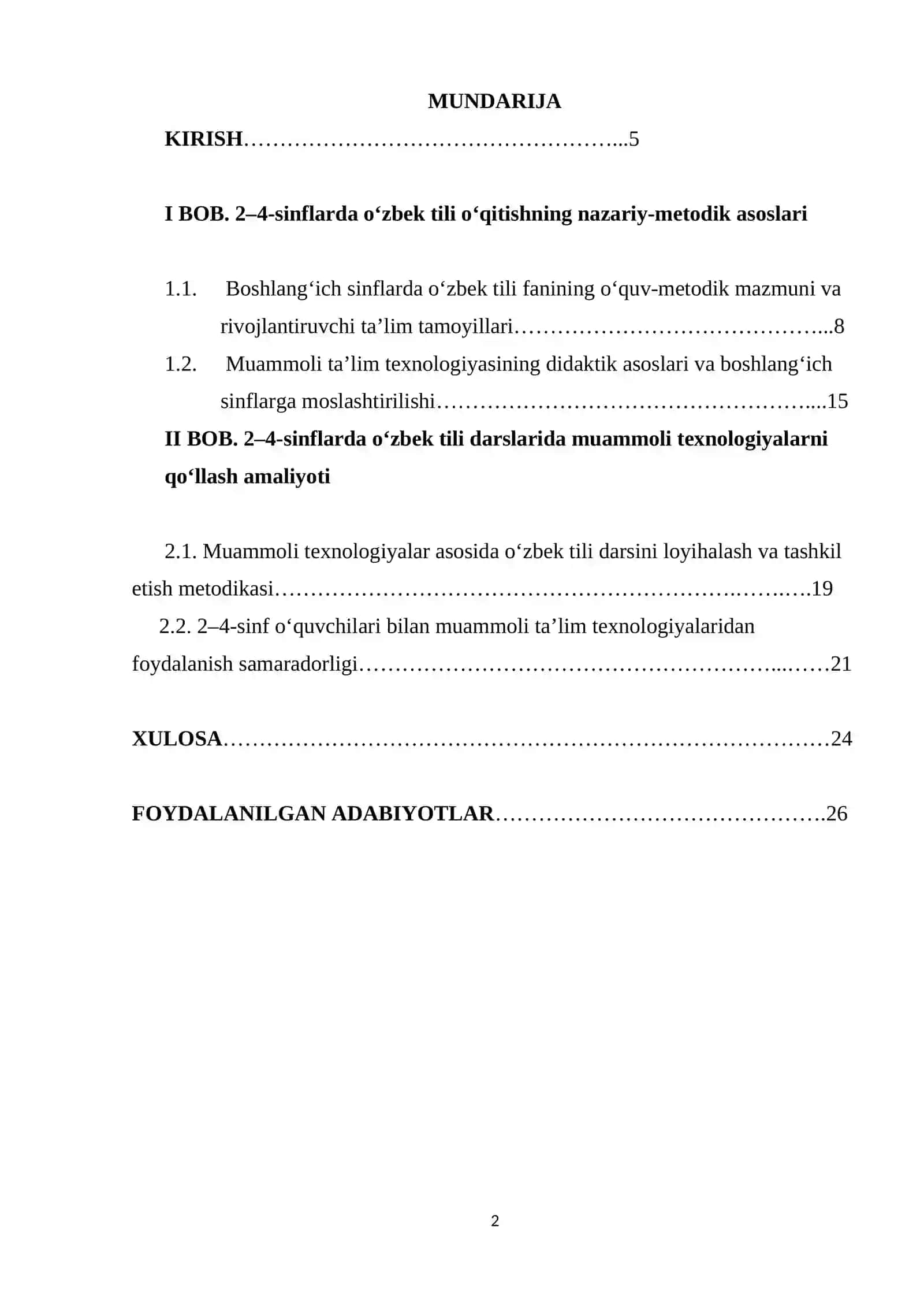 O‘zbek Tilini o‘qitish metodikasi 2